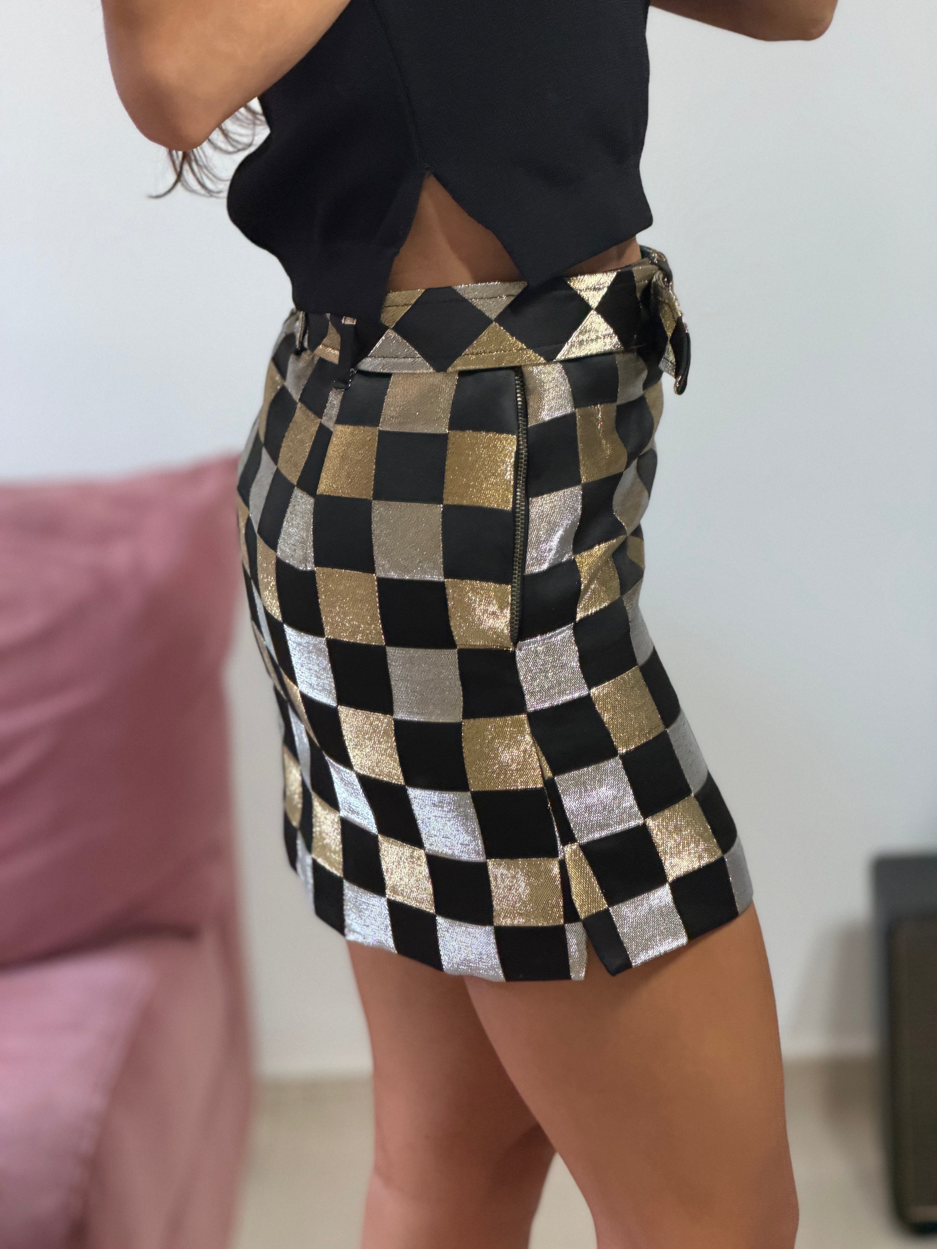 shorts saia talie nk xadrez lurex