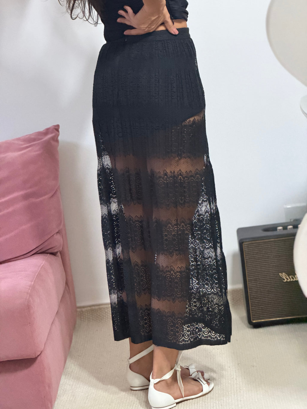 saia longa com hot pant iorane cintura alta