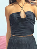 top zara preto com amarração