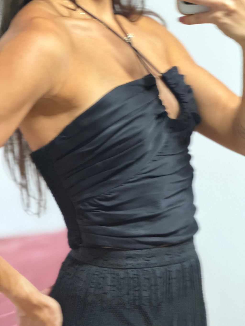 top zara preto com amarração