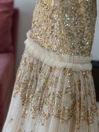 vestido longo festa needle&threads thule com brilho tomara-que-caia