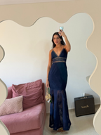 vestido longo renda le blog azul marinho
