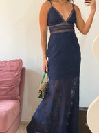 vestido longo renda le blog azul marinho