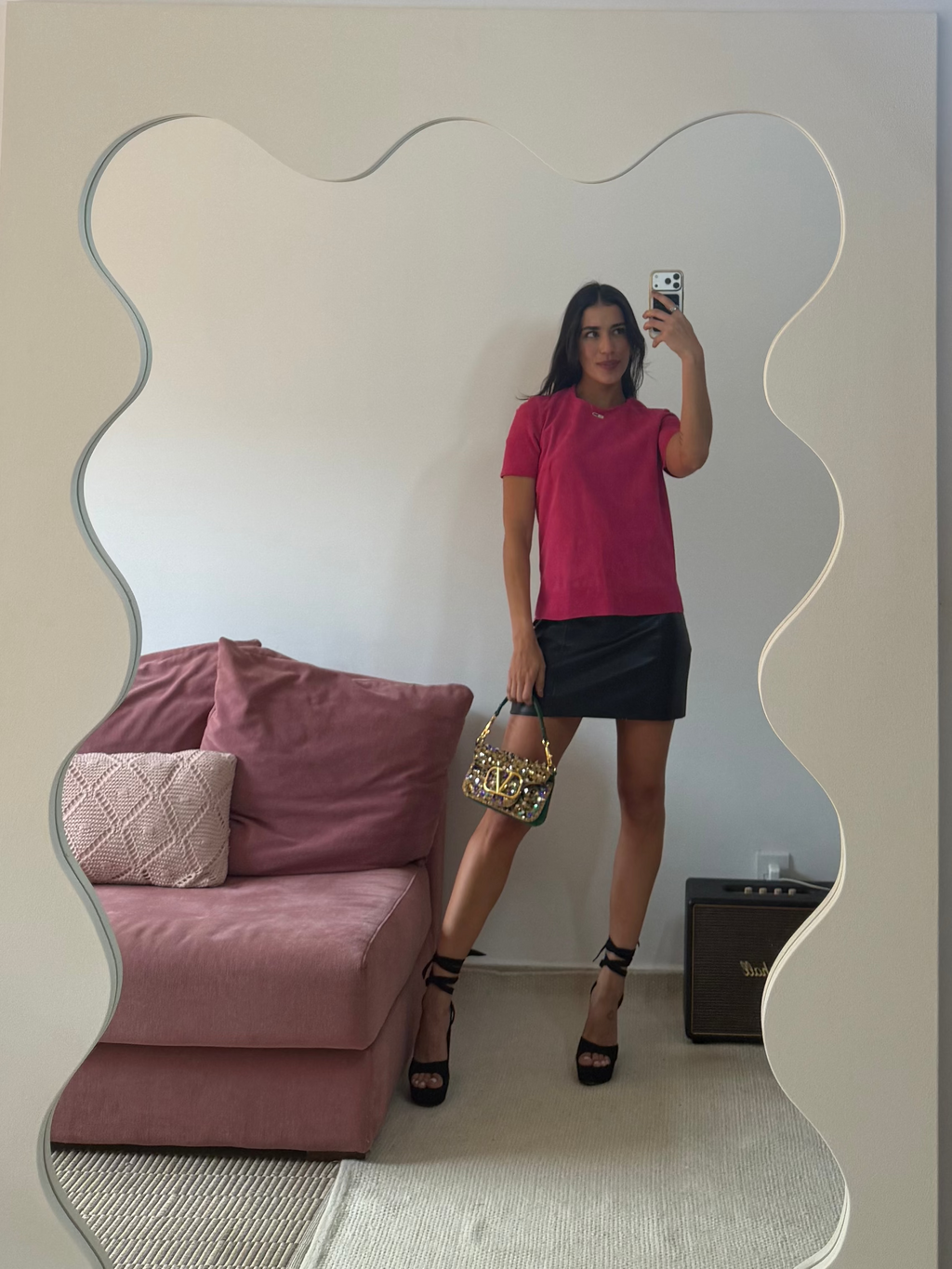 camiseta pink bobstore couro legítimo camurça