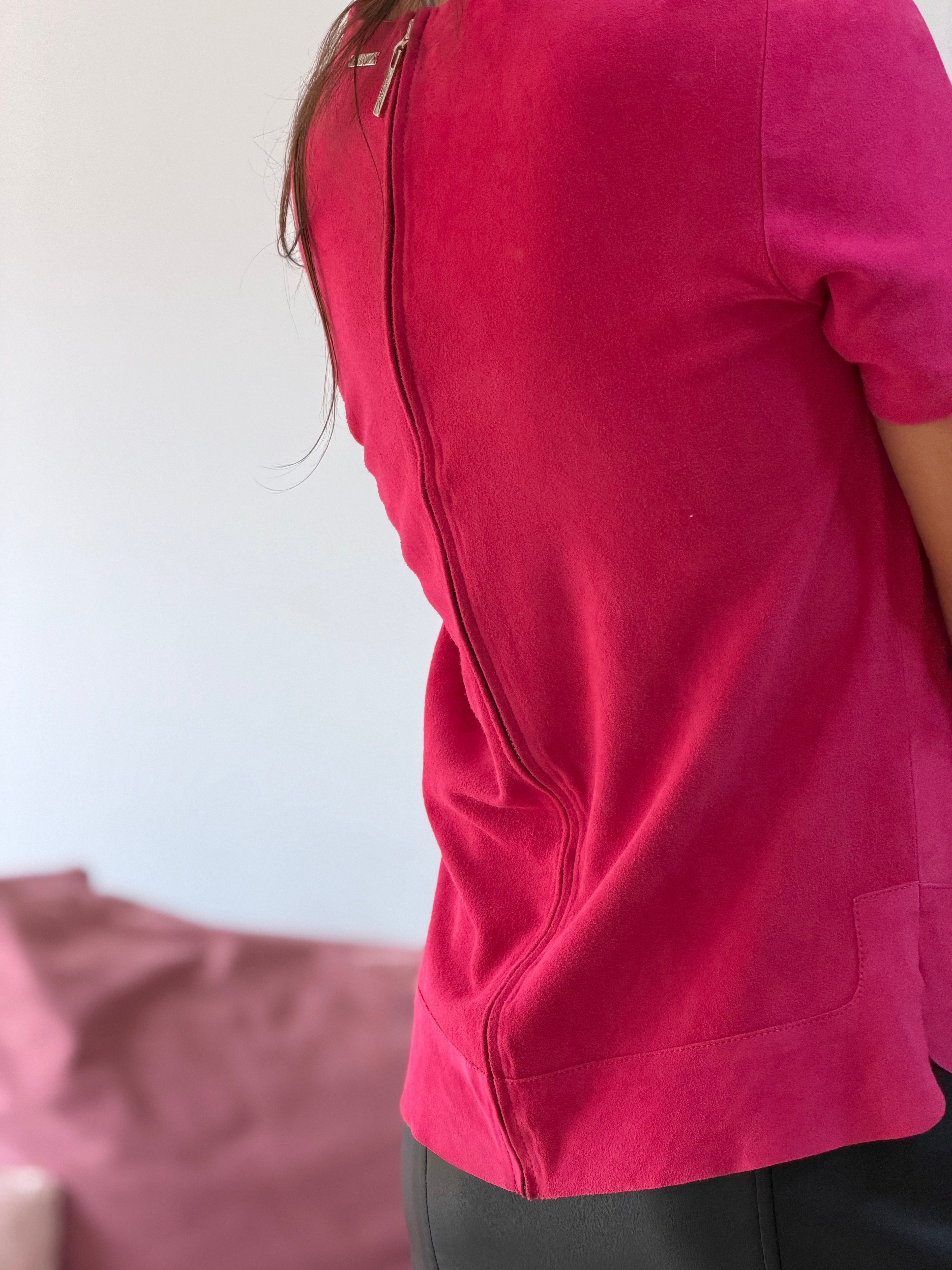 camiseta pink bobstore couro legítimo camurça