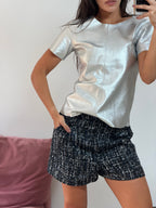 shorts canal preto tweed com paetê